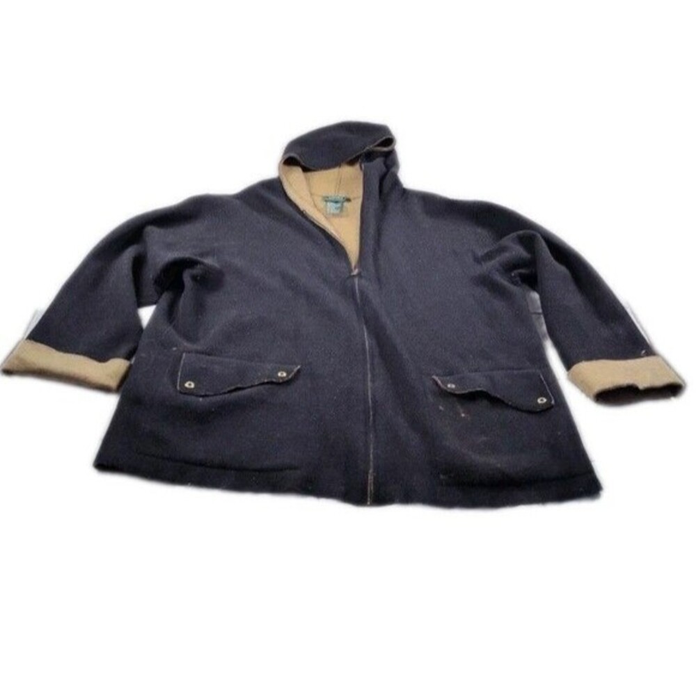 Lauren‎ Ralph Lauren Jacket Men's 2XL Brown Wool Blend Hooded Full Zip Made USA
